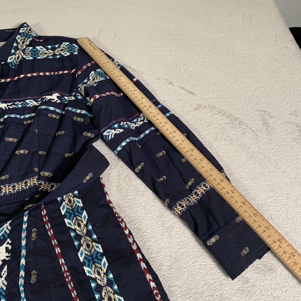 Finley Southwestern Horse Print Jacquard Belted Shirt Dress Womens Small USA - Picture 5 of 14